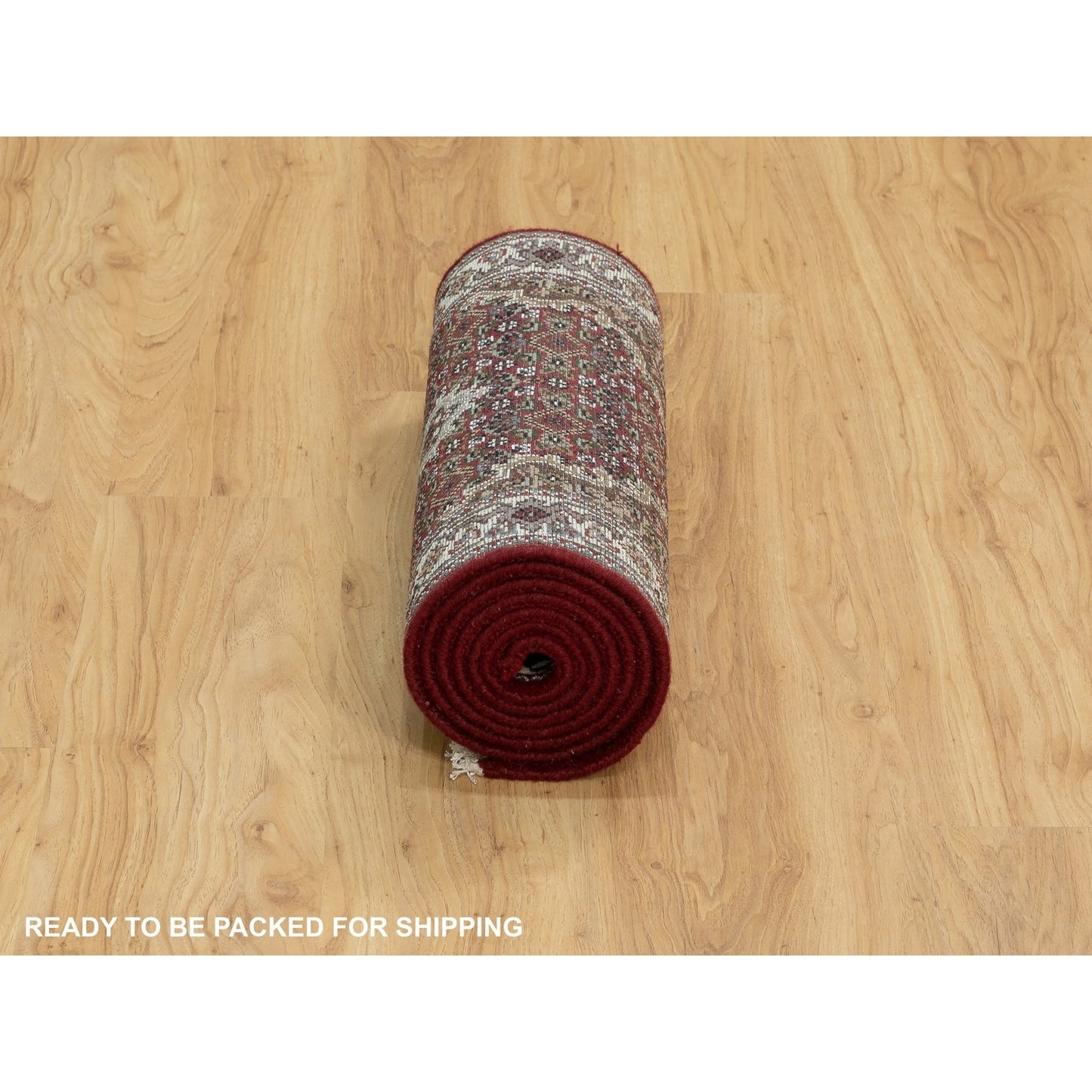 2'X8' Red Hand Knotted Fish Design Tebraz Mahi Wool And Silk Runner Rug