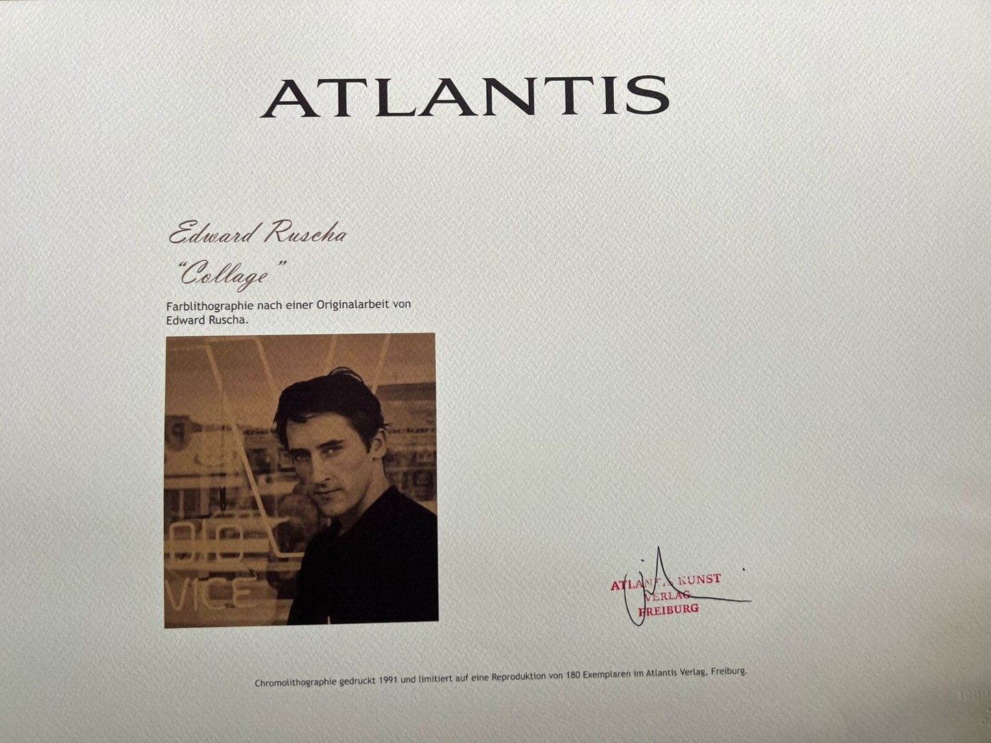 Edward Ruscha Lithograph Coa Signed Numbered Limited 180