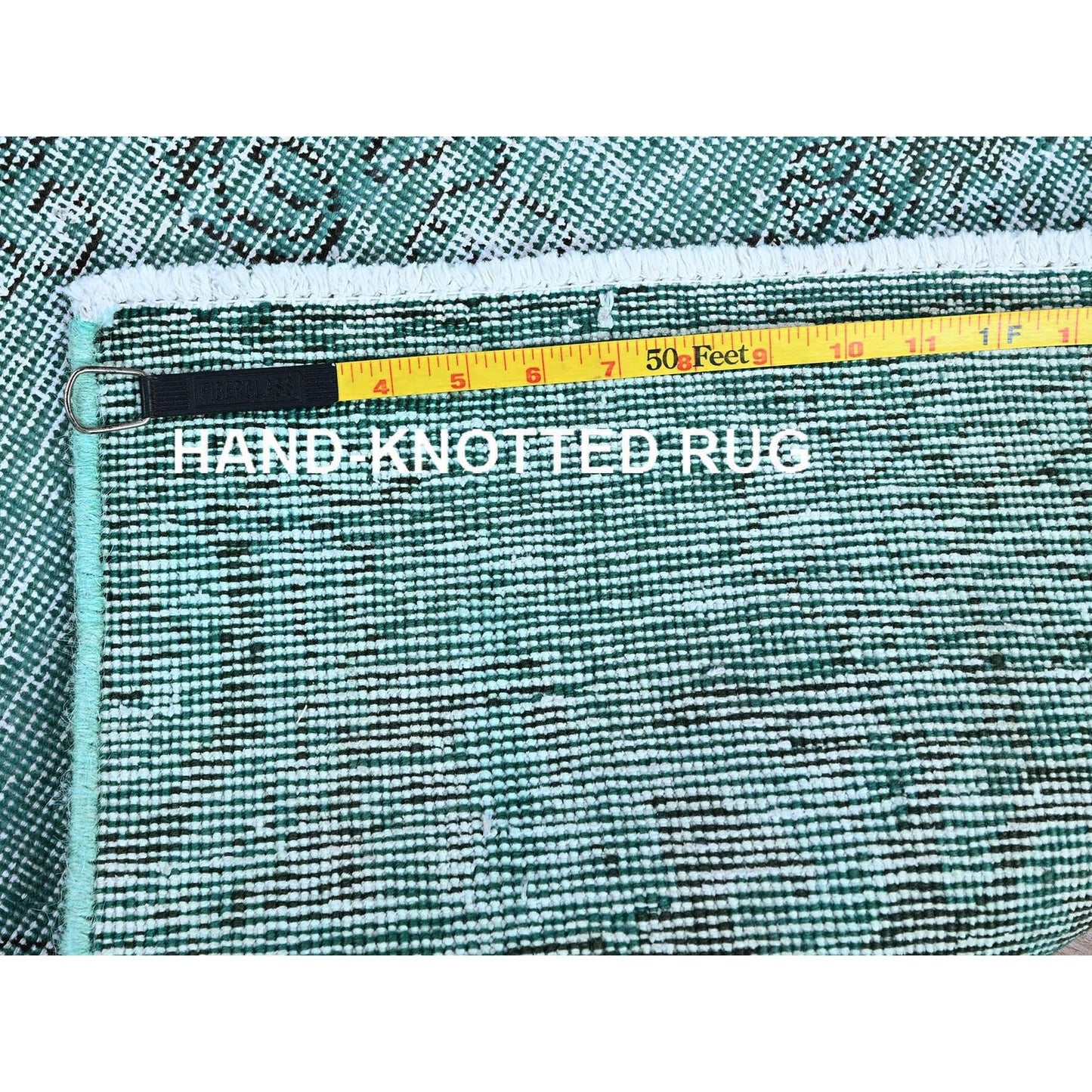 2'X5'8" Green Overdyed Vintage Zoroastrian Hand Knotted All Wool Runner Rug