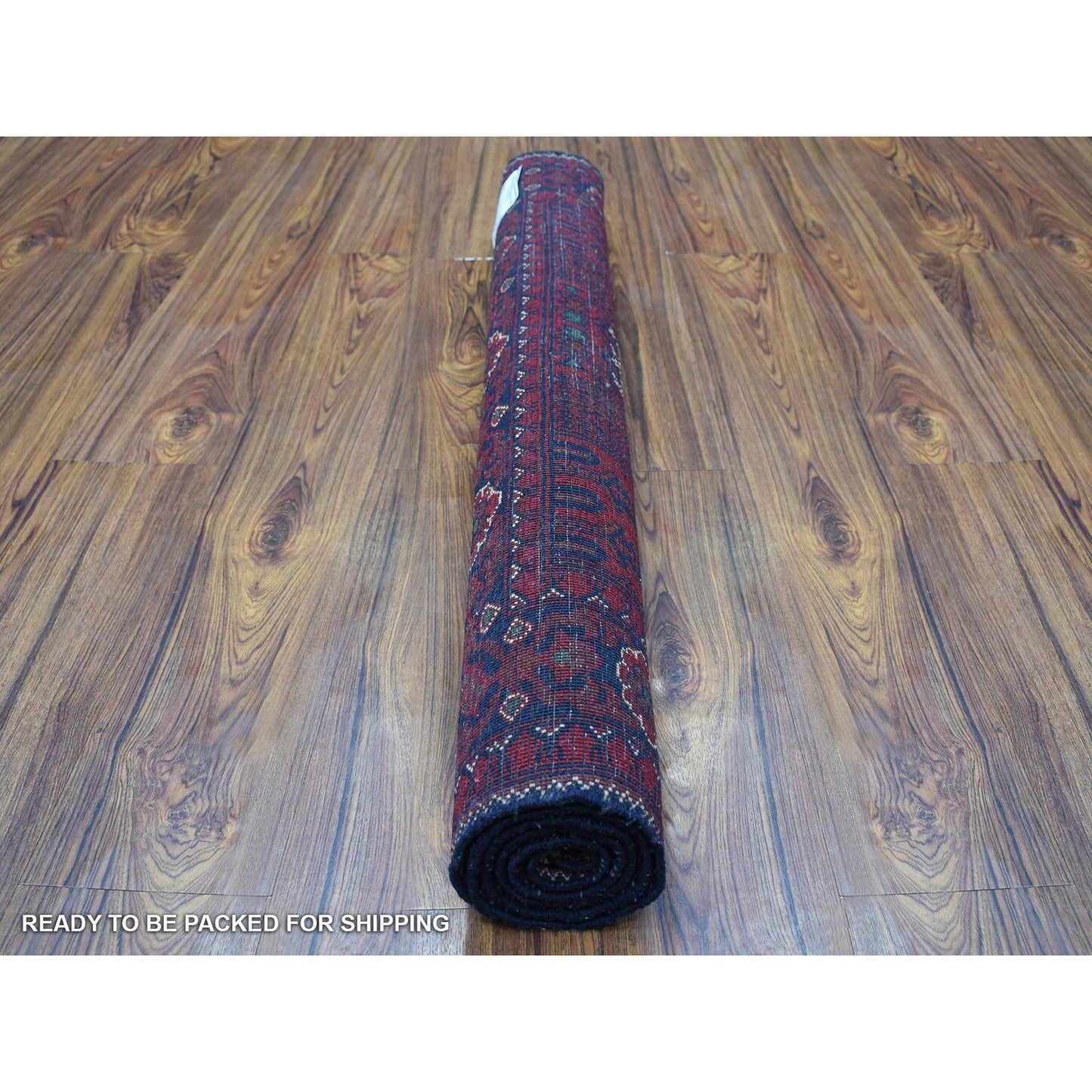3'3"X4'10" Hand Made Saturated Red Wool Afghan Khamyab Tribal Design Rug