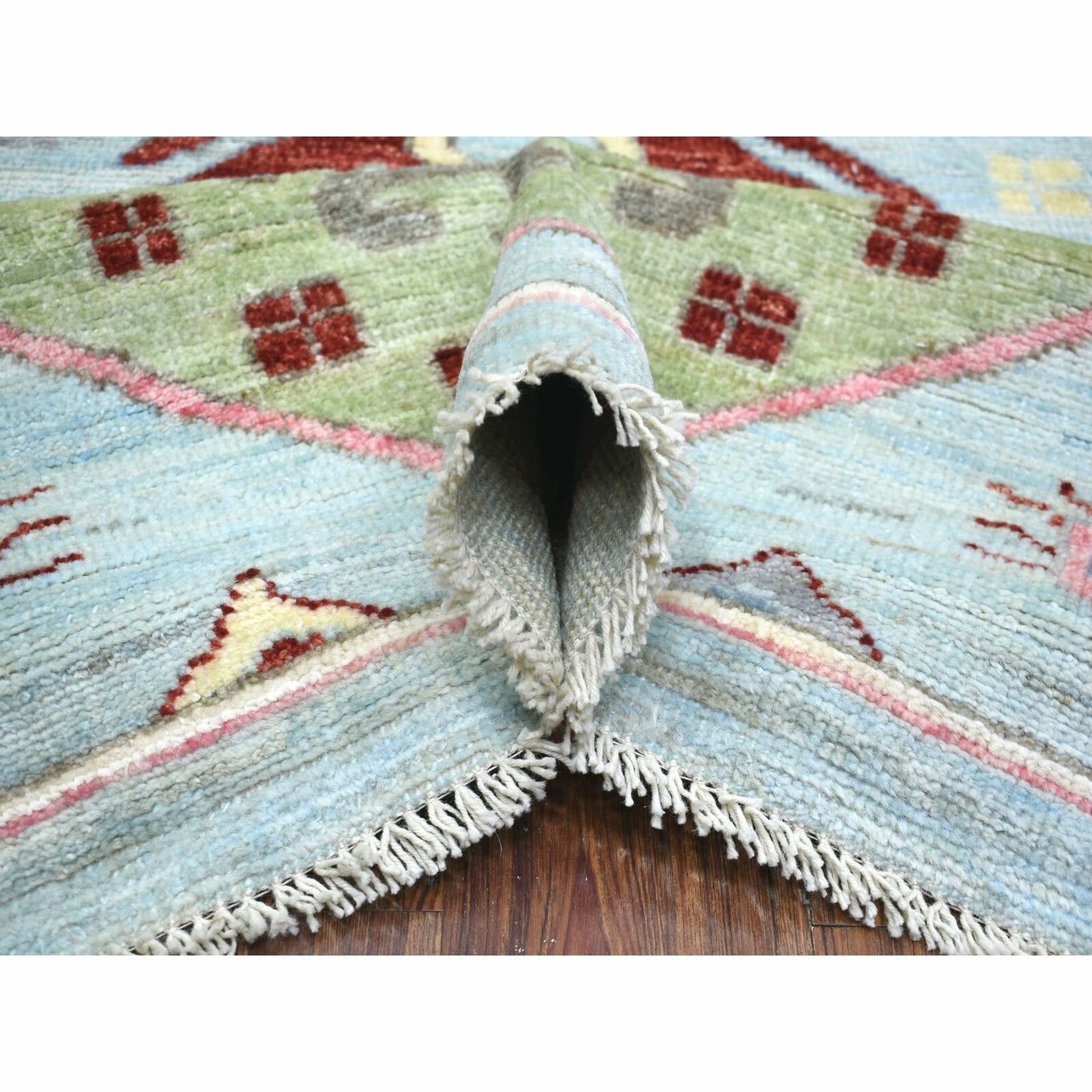 8'10"X11'8" Blue Anatolian Design Soft Wool Hand Knotted Oriental Rug