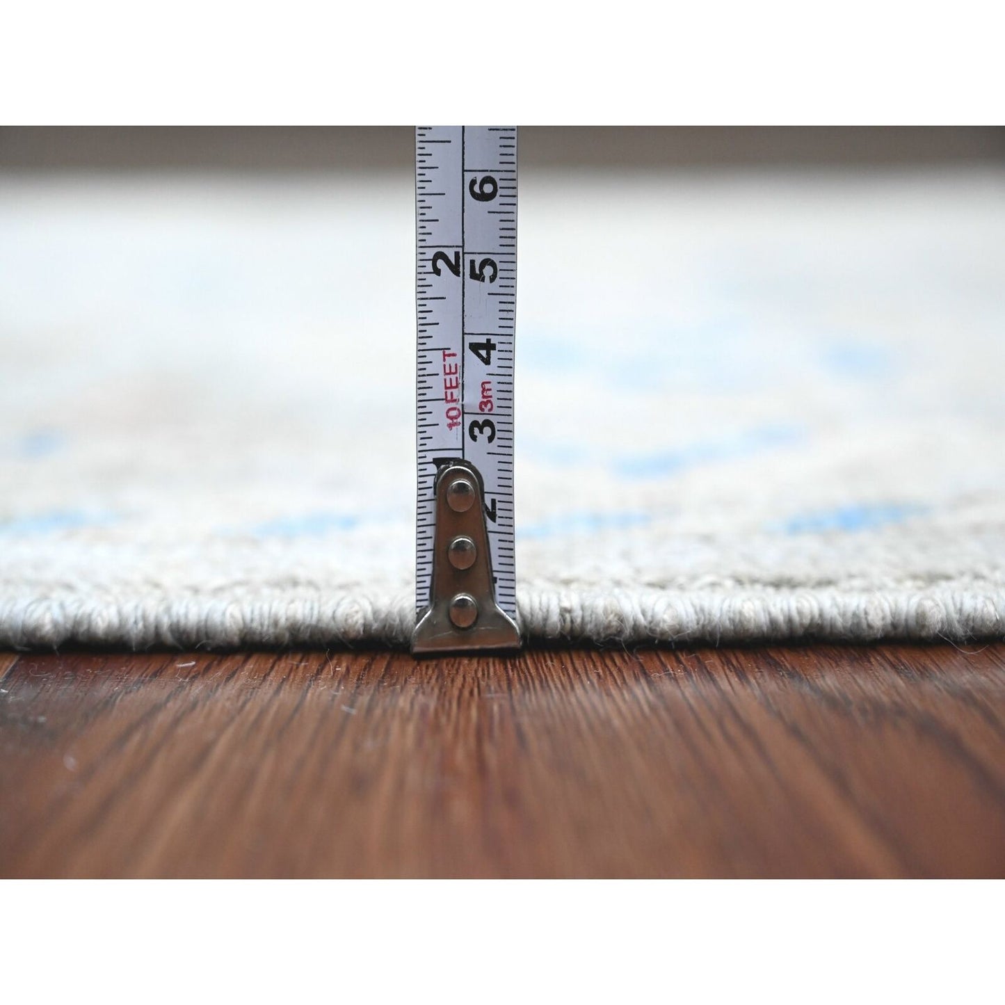 2'9"X9'7" Gray Hand Knotted Angora Oushak Vines Design Wool Runner Rug