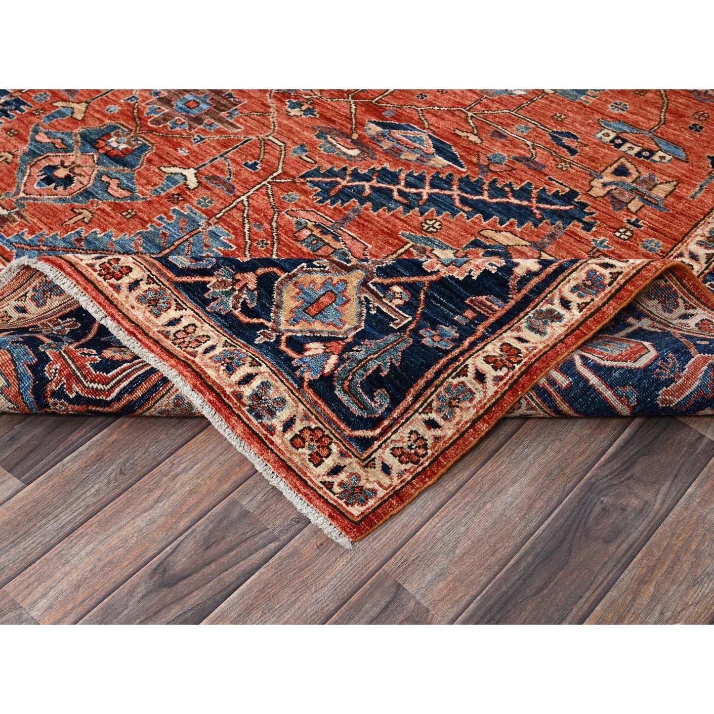 8'1"X10' Rust Red Antique Heris Design Hand Knotted High Mountain Wool Rug