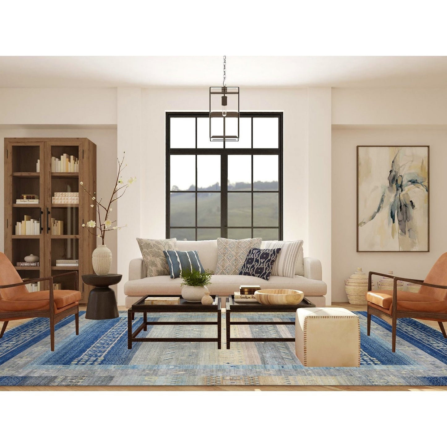 10'2"X13'7" Blue Afghan Kashkuli Gabbeh Pure Wool Hand Knotted Rug