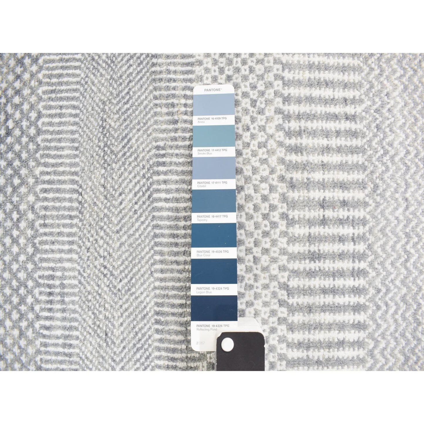 2'6"X12' Blue Grass Design Hand Knotted Wool And Silk Modern Runner Rug