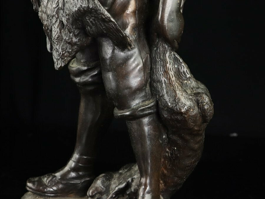 Auguste Moreau 1900S Antique French Bronze Statue - Little Hunter 20In Tall