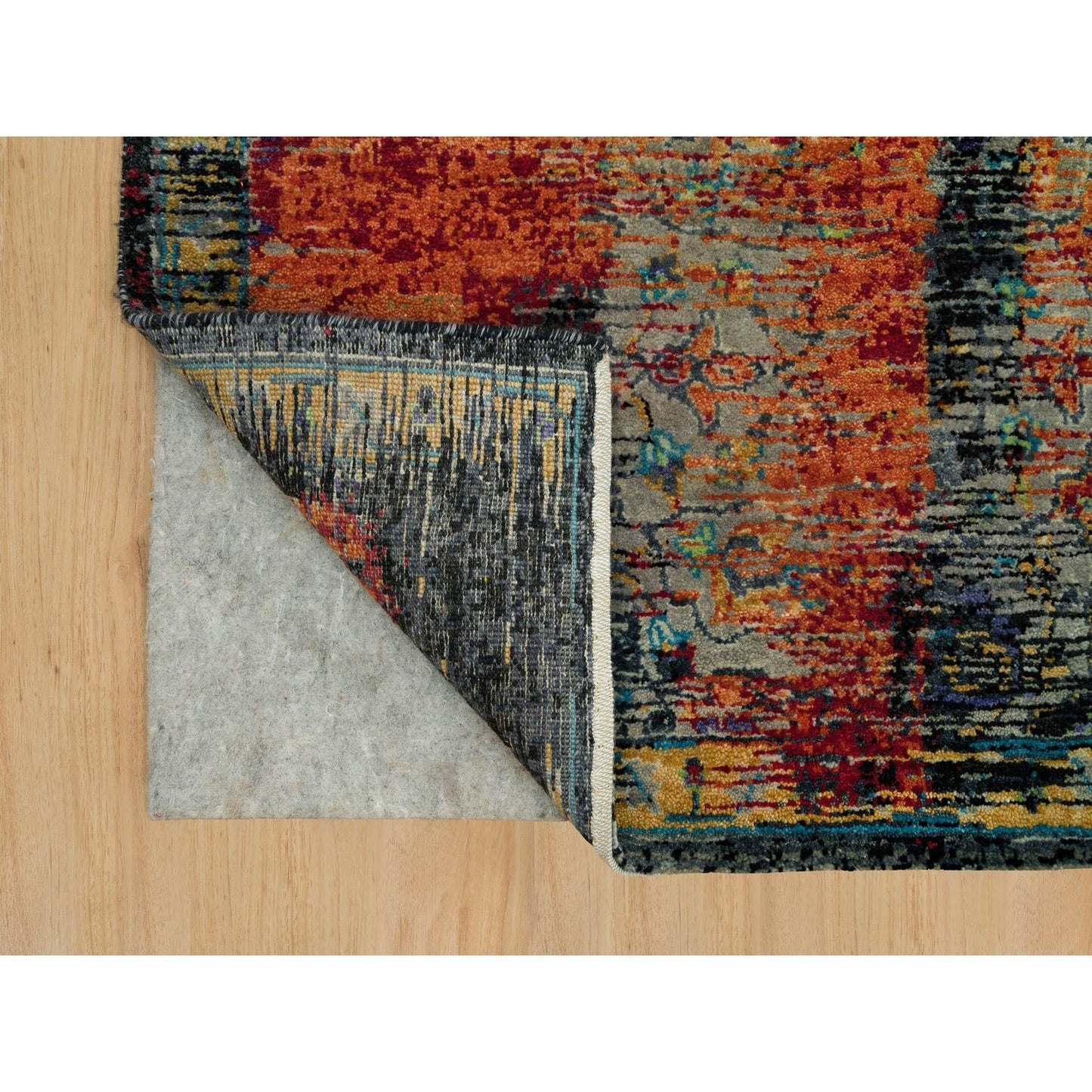6'2"X9' Red Wool Hand Knotted Ancient Ottoman Erased Design Rug
