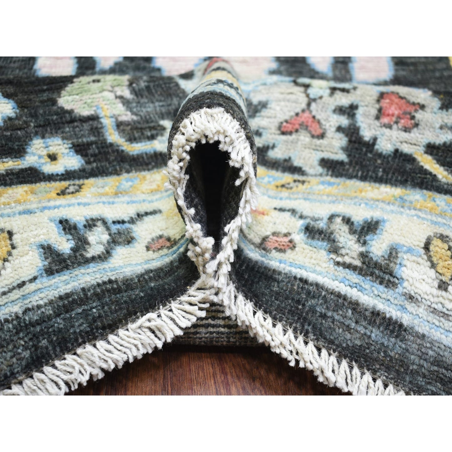 11'9"X17'7" Black Afghan Angora Oushak Wool Hand Knotted Oversized Rug