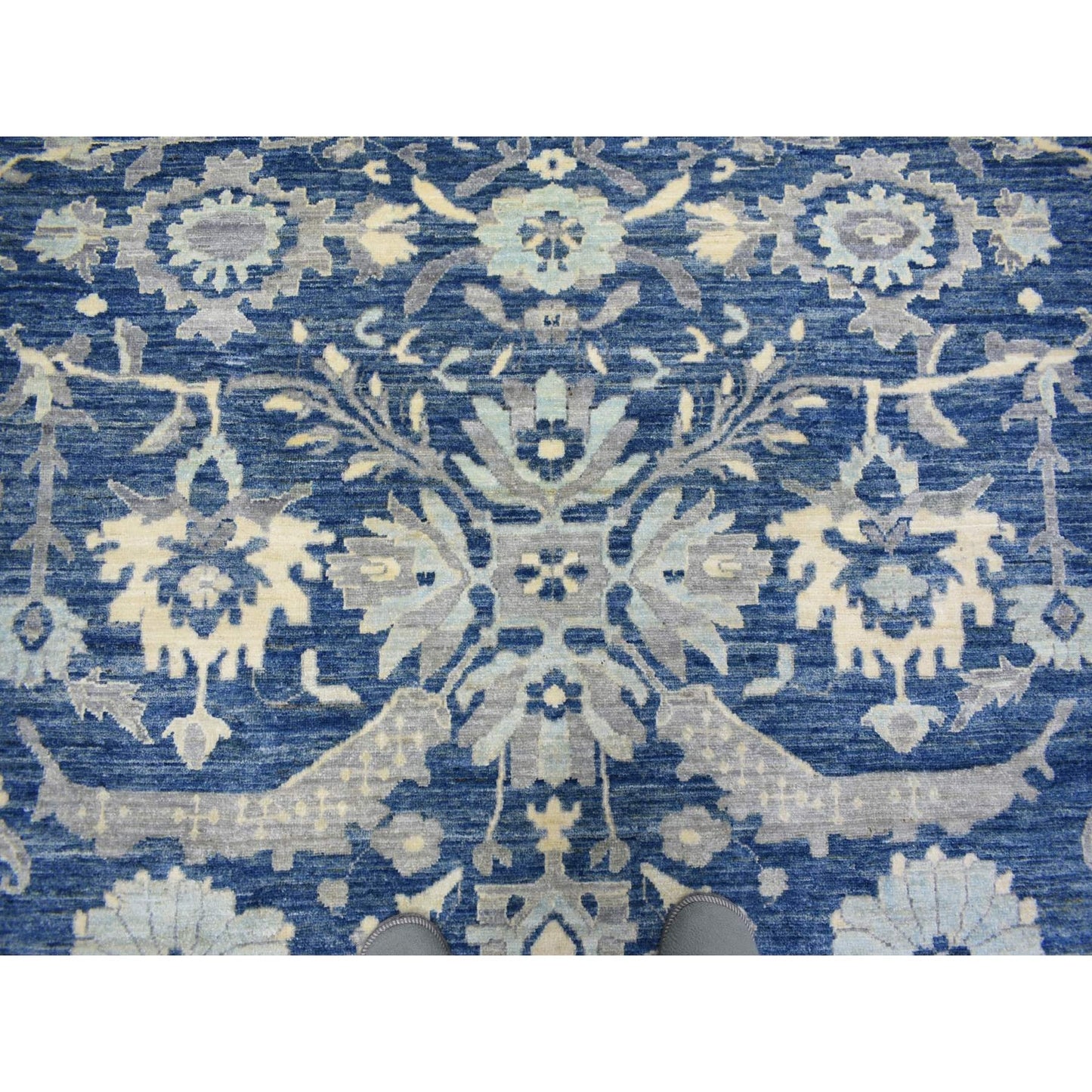 10'2"X13'6" Denim Blue Wool Hand Knotted Fine Peshawar Densely Woven Rug