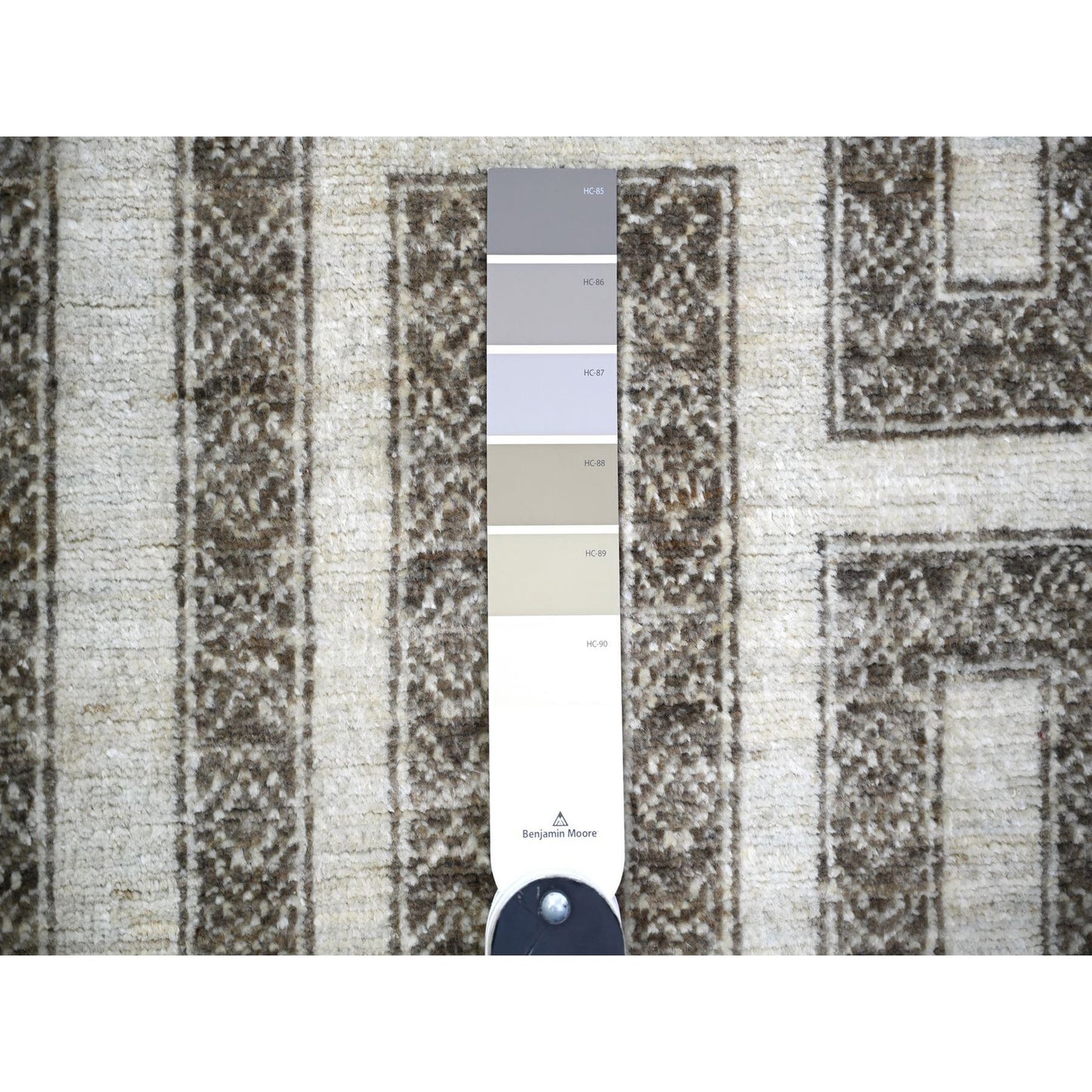 4'X11'8" Taupe Brown Hand Knotted Wool Fine Peshawar Runner Oriental Rug