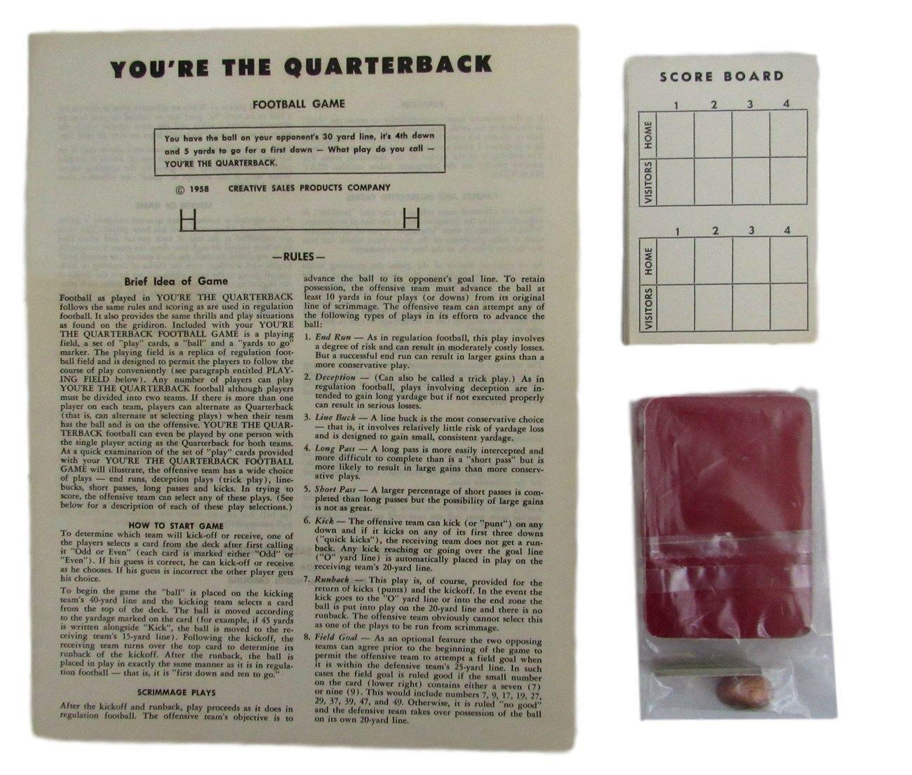 "You'Re The Quarterback" Football Board Game 1958