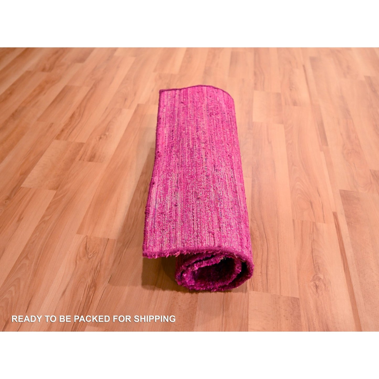 2'X3' Hot Pink Plain Solid Design Pure Sari Silk Hand Knotted Mat Rug