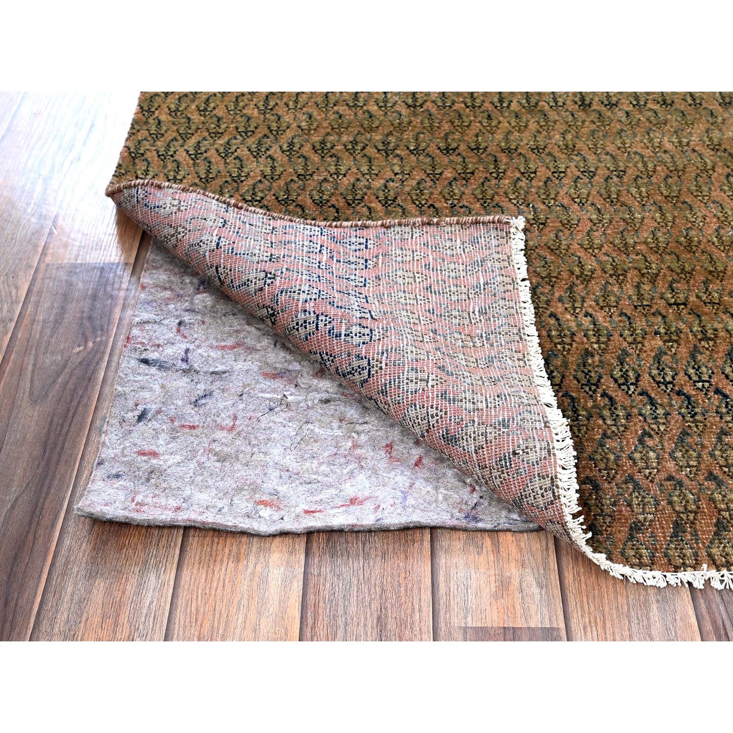 2'6"X11'5" Brown Vintage Zoroastrian Tebraz With Paisley Pattern Runner Rug
