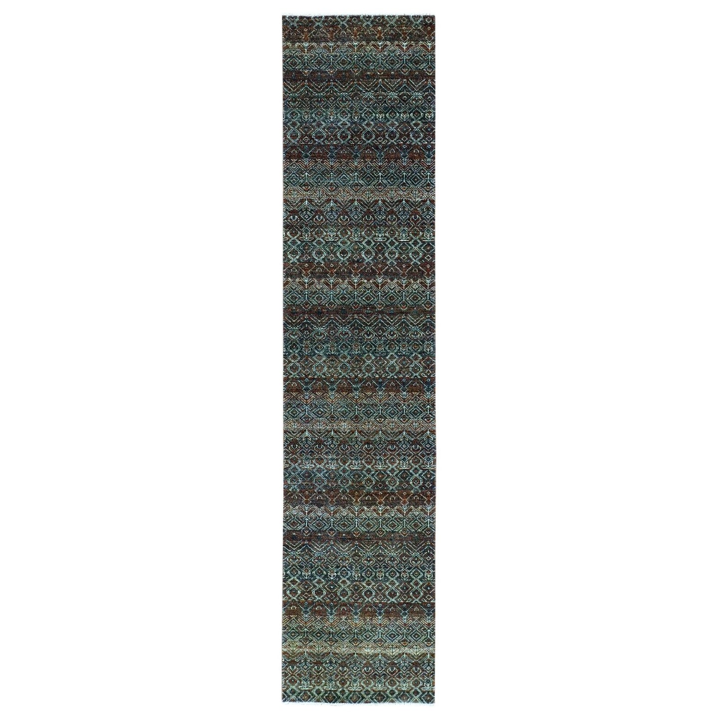 2'6"X12' Brown Hand Knotted Kohinoor Herrita Design 100% Wool Runner Rug