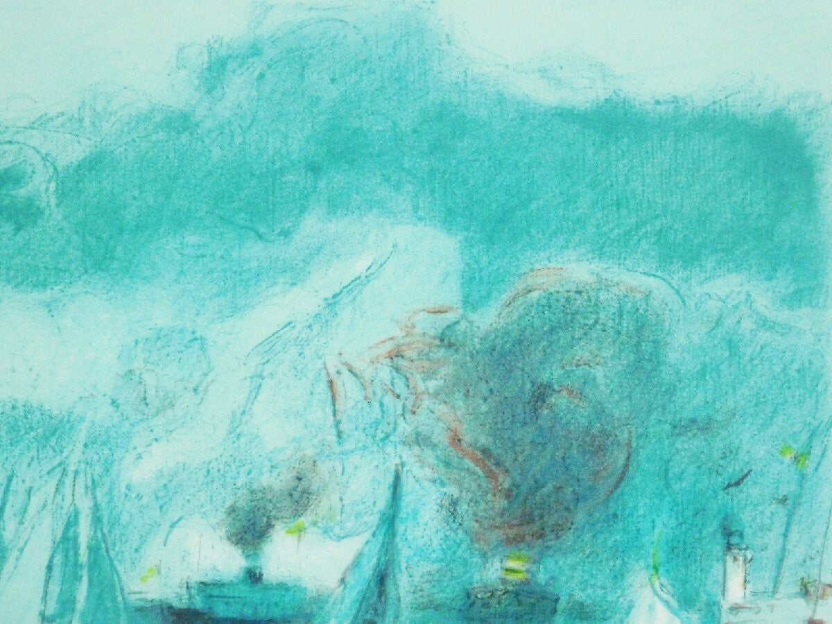 Jean Fusaro Lithograph Print Bouquet And Sea