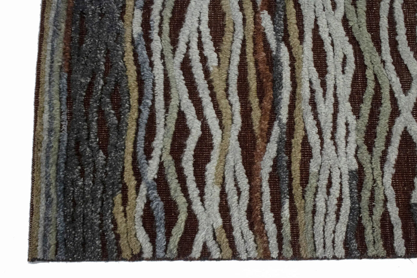 Handmade Modern Waves Area Rug High-Low Relief