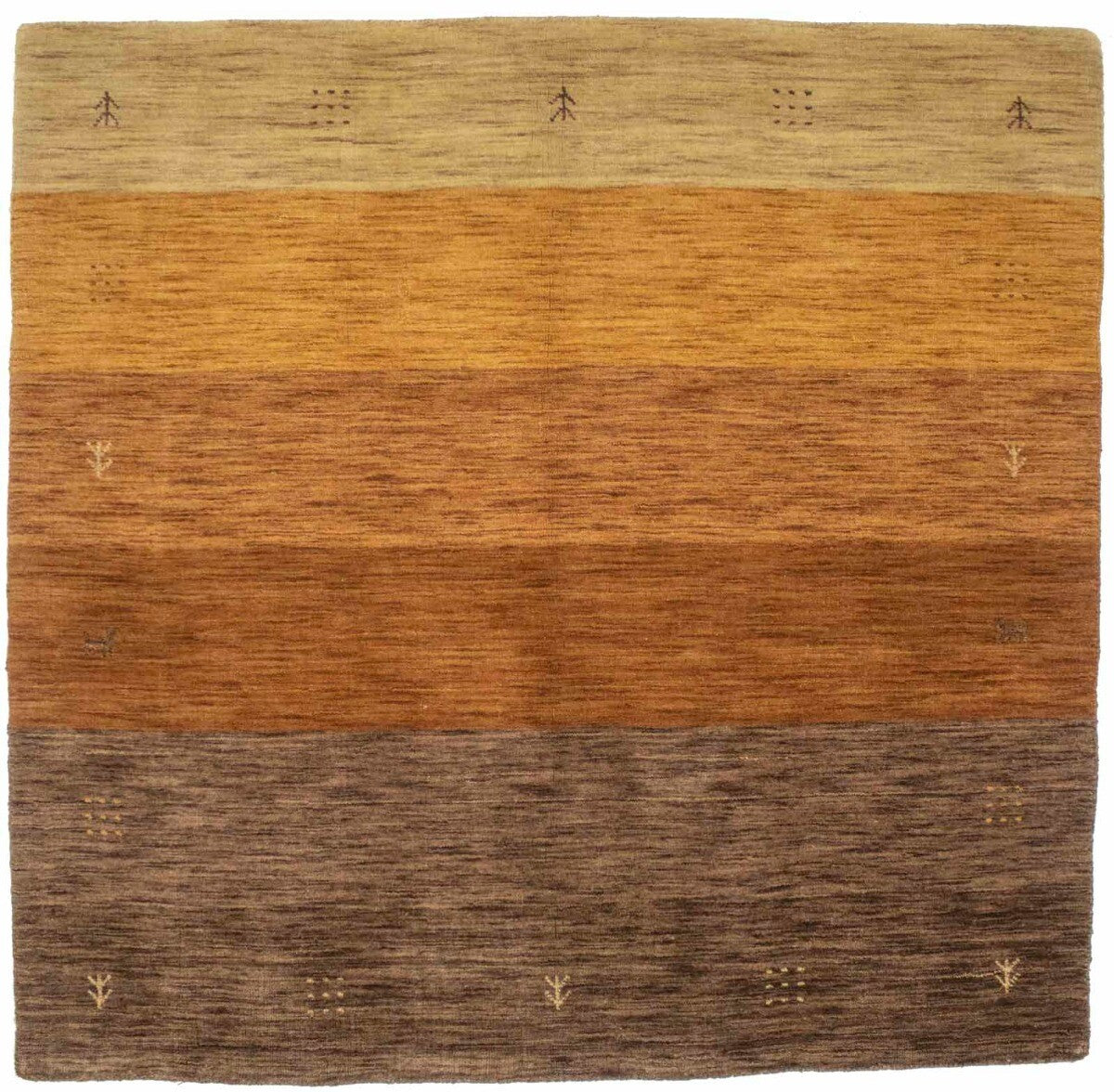 5X5 Ft Square Multicolor Striped Wool Rug