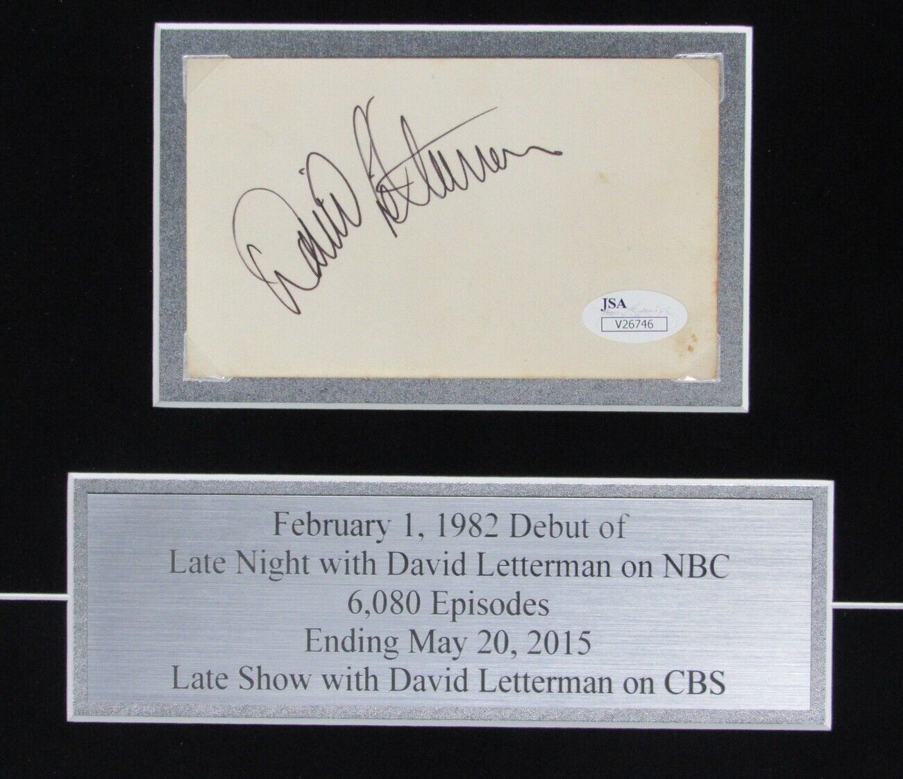 David Letterman Late Night Signed/Auto Index Card