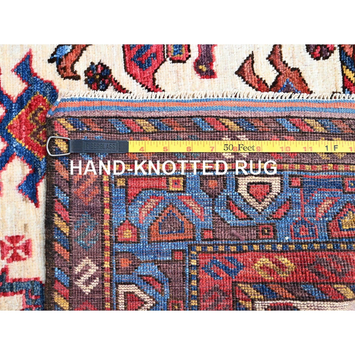 3'7"X5'3" Ivory Turkish Knot Birds Figurines Hand Knotted Wool Rug
