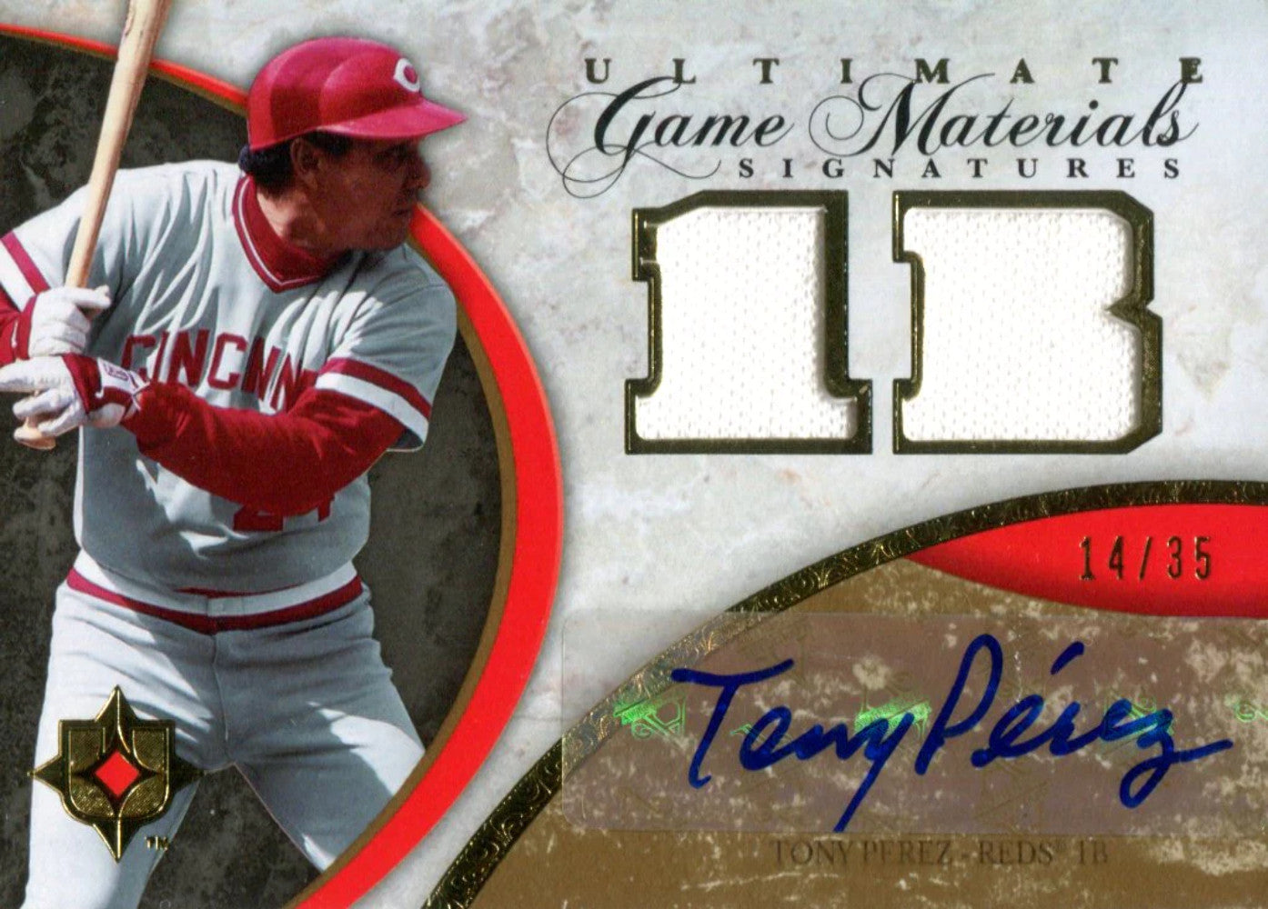 Tony Perez Autographed 2006 Upper Deck Ultimate Collection Game Materials Jersey