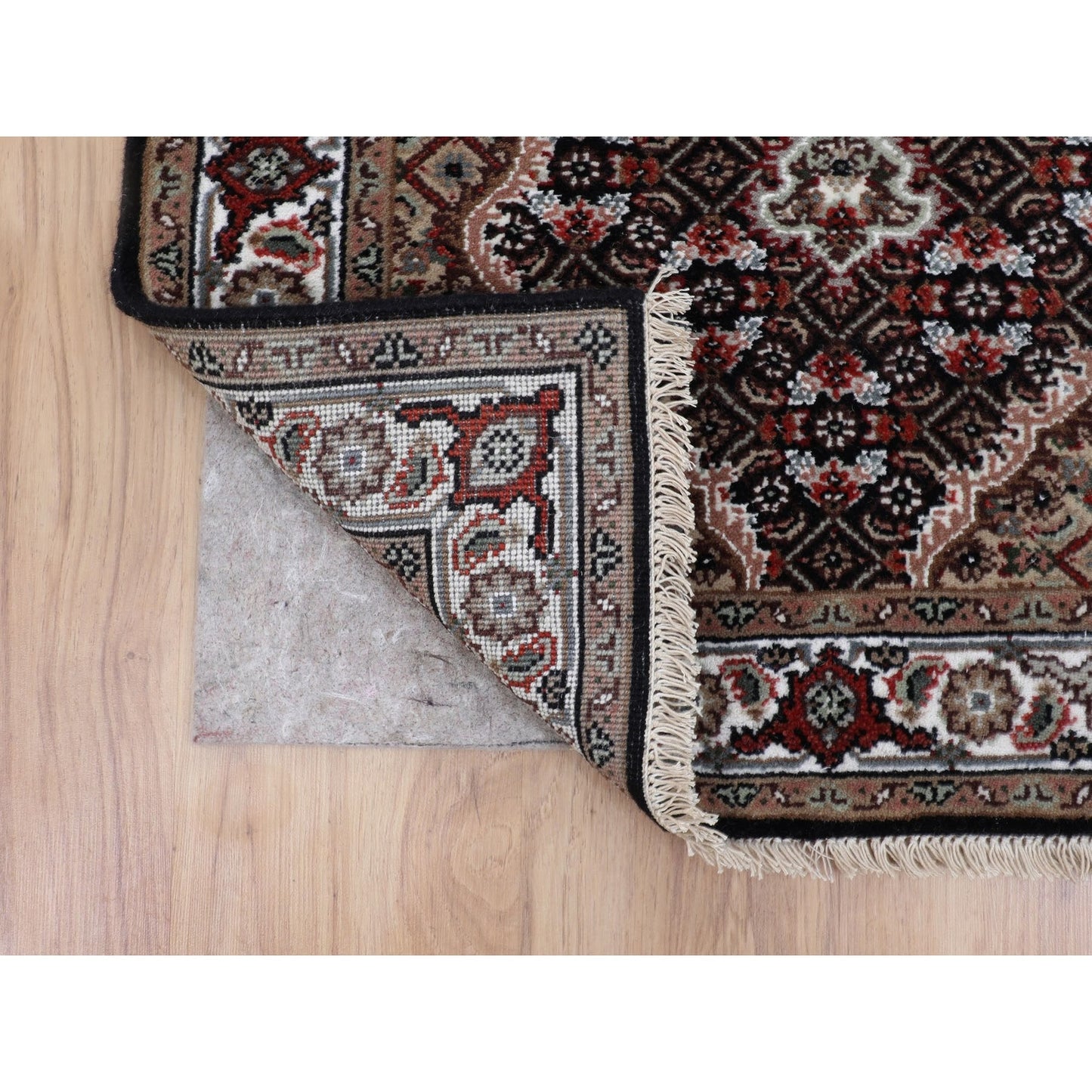 2'8"X10'1" Black Tebraz Mahi Fish Design Runner Hand Knotted Rug
