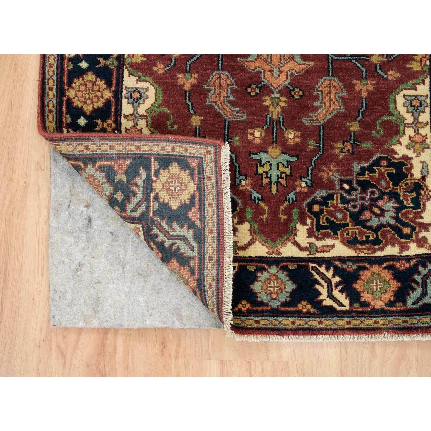 2'7"X12' Red Hand Knotted Saroogh Re-Creation 100% Wool Runner Rug