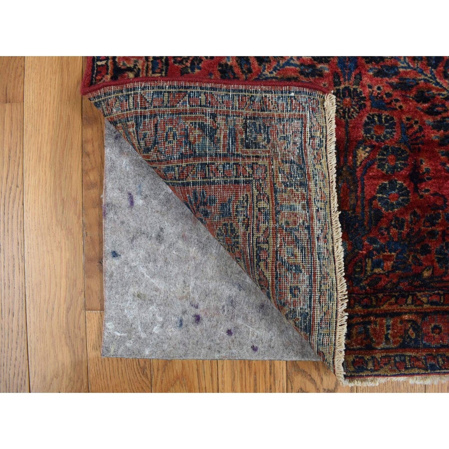 2'2"X13'1" Red Antique Zoroastrian Saroogh Hand Knotted Wool Runner Rug