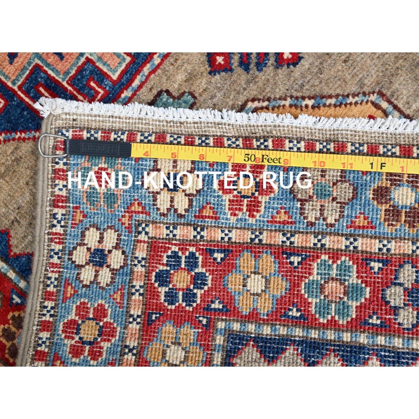 2'7"X9'8" Linen Beige Afghan Special Kazak Wool Hand Knotted Runner Rug