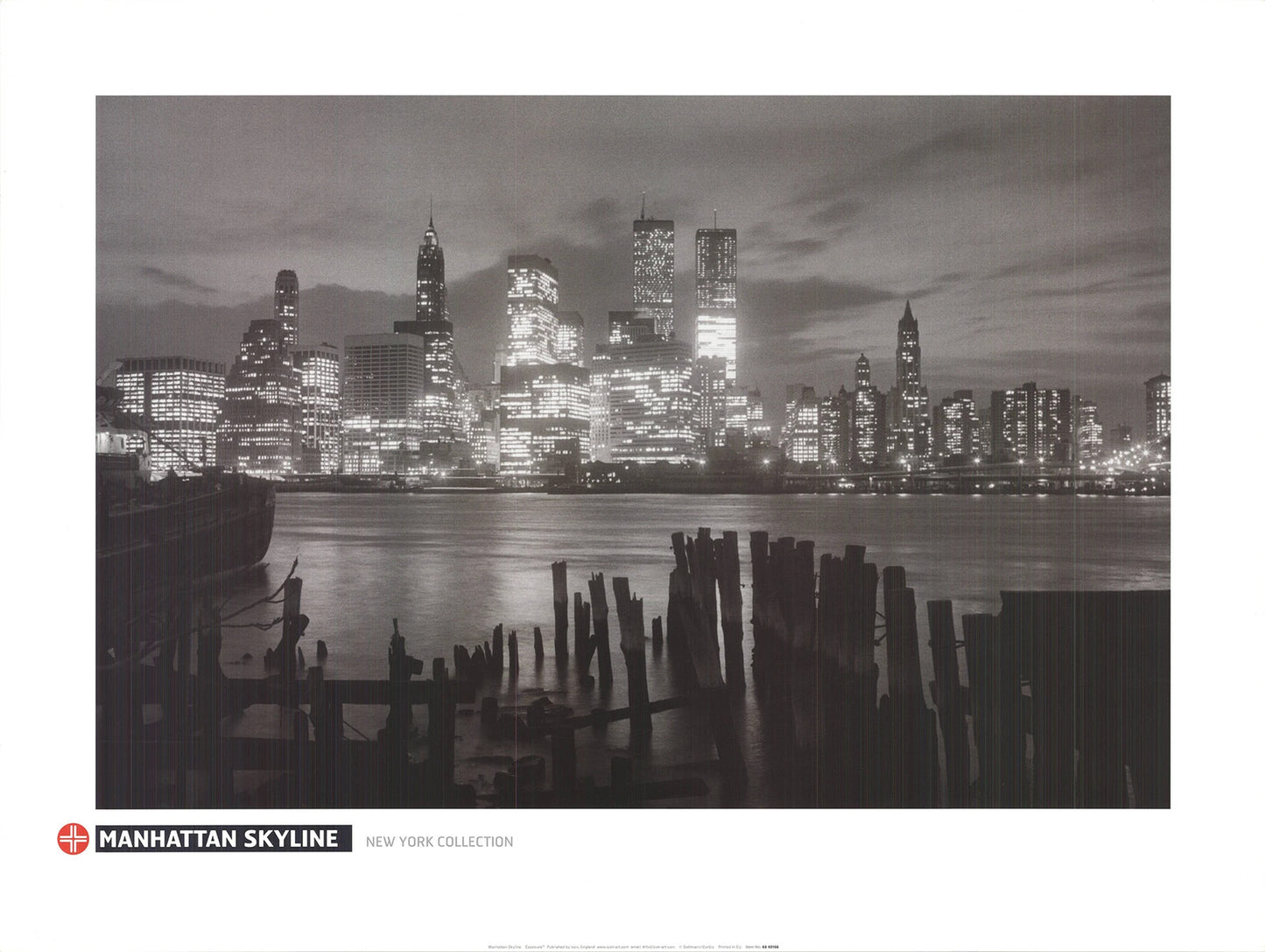 & ARTIST UNKNOWN Manhattan Skyline 23.5" x 31.5" Poster Photography Brown Black