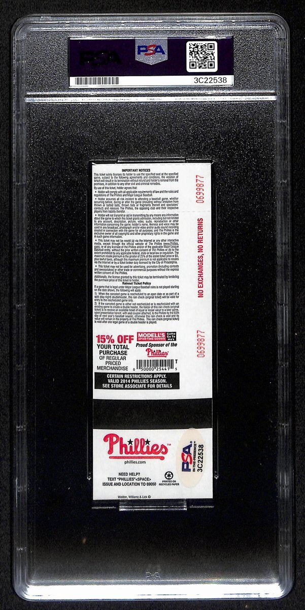 Jimmy Rollins Signed/Auto Full Ticket 6/14/2014