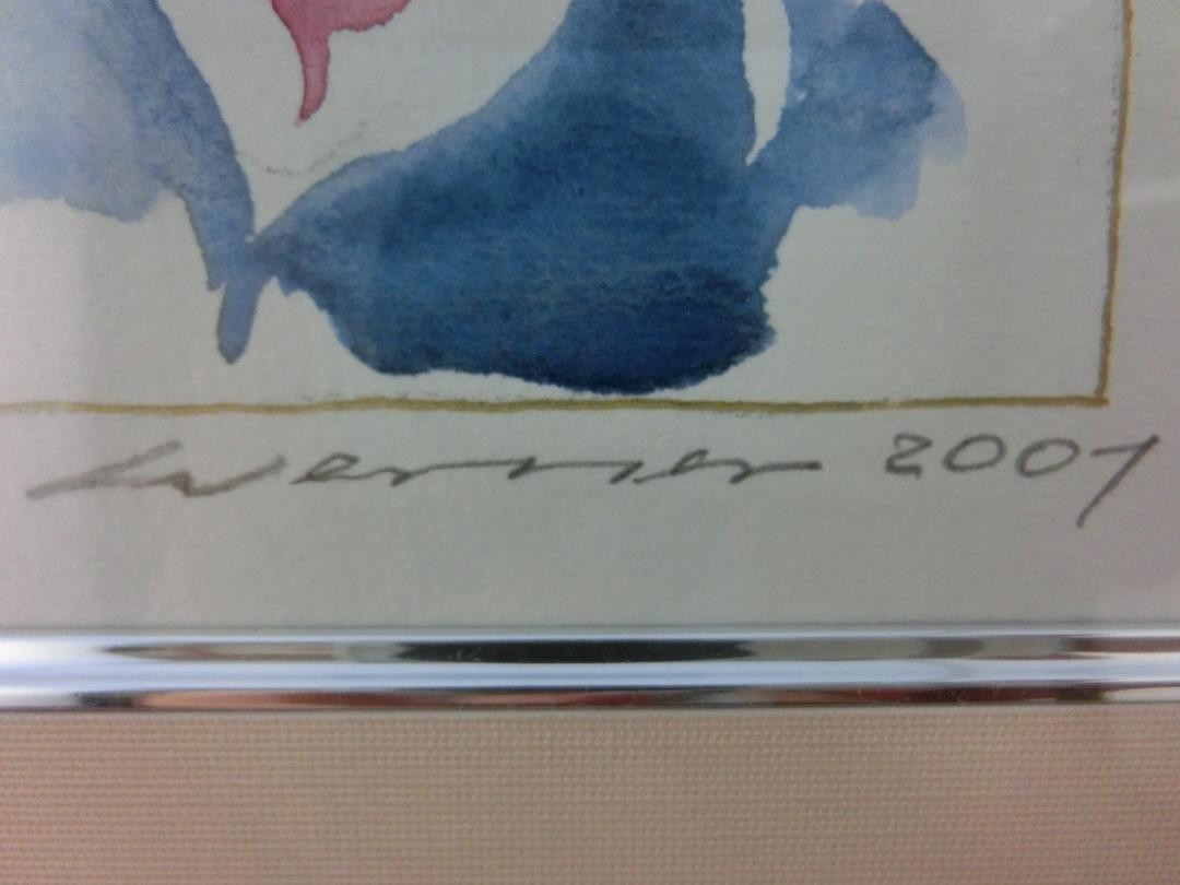 Heinz Werner "Fliegender Teppich" 2001 Original Watercolor Meissen Designer Sign