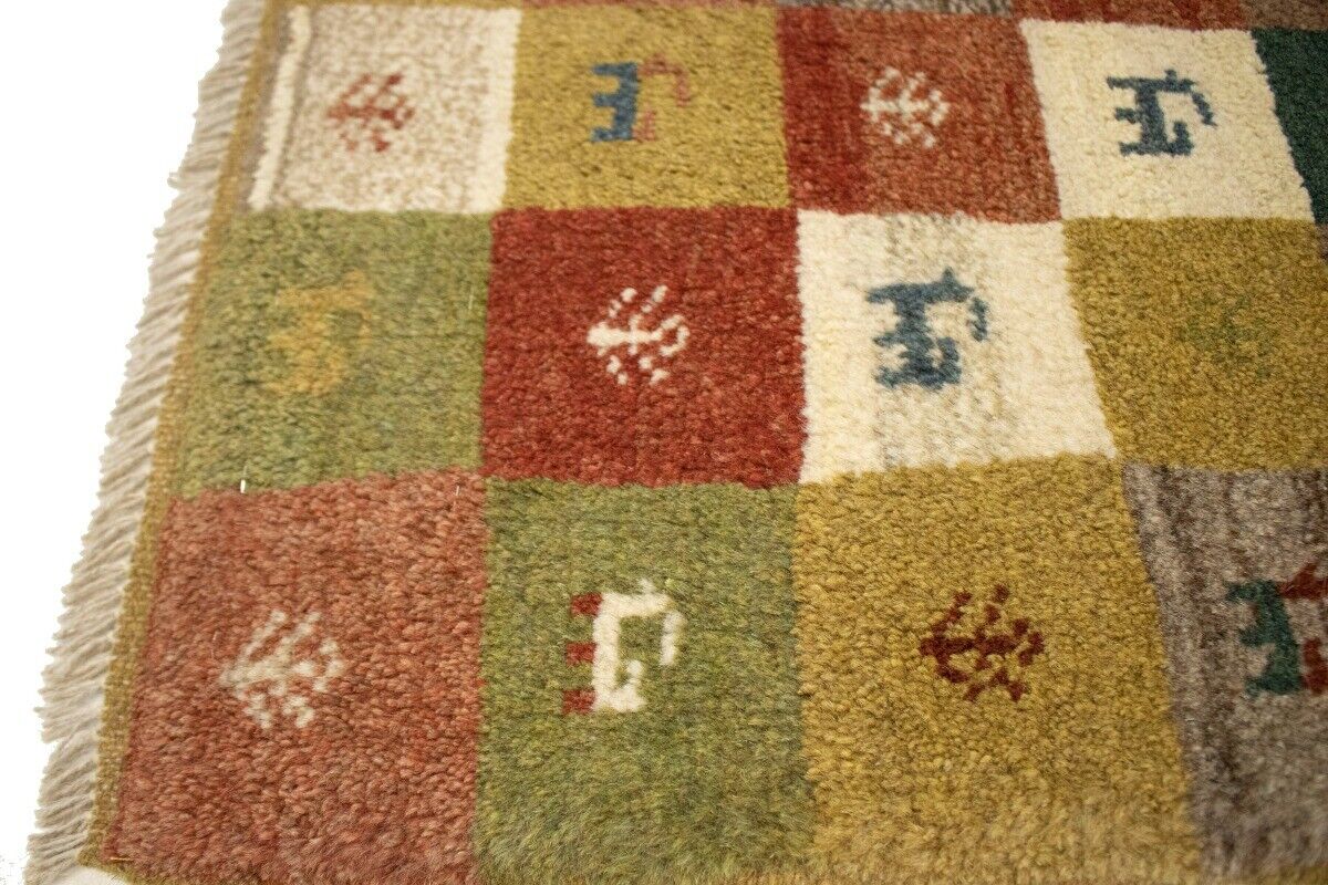 2X3 Ft Hand-Knotted Multicolored Gabbeh Rug Plush