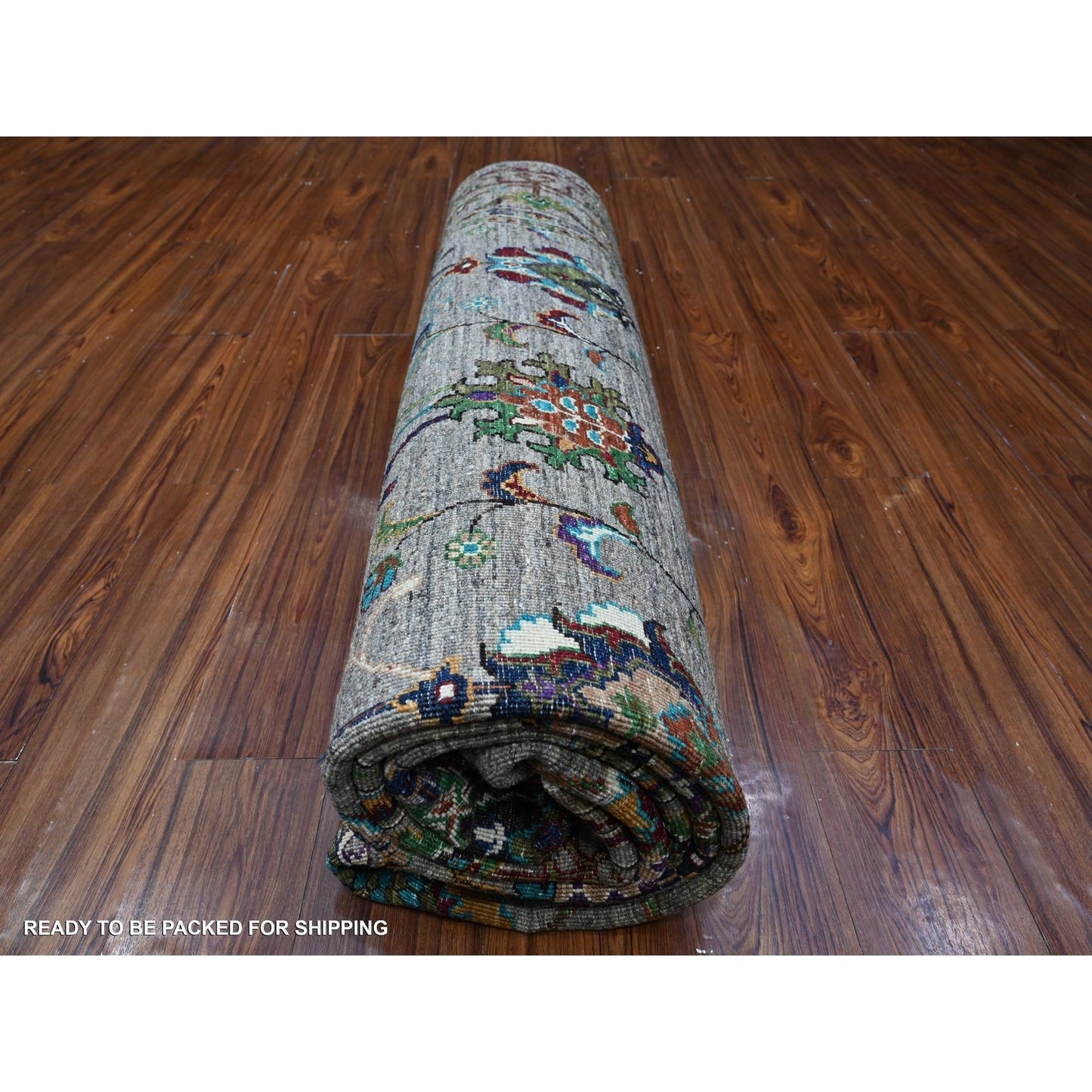 8'1"X11'2" Thunder Gray Wool Hand Knotted Sultani Pomegranate Design Rug