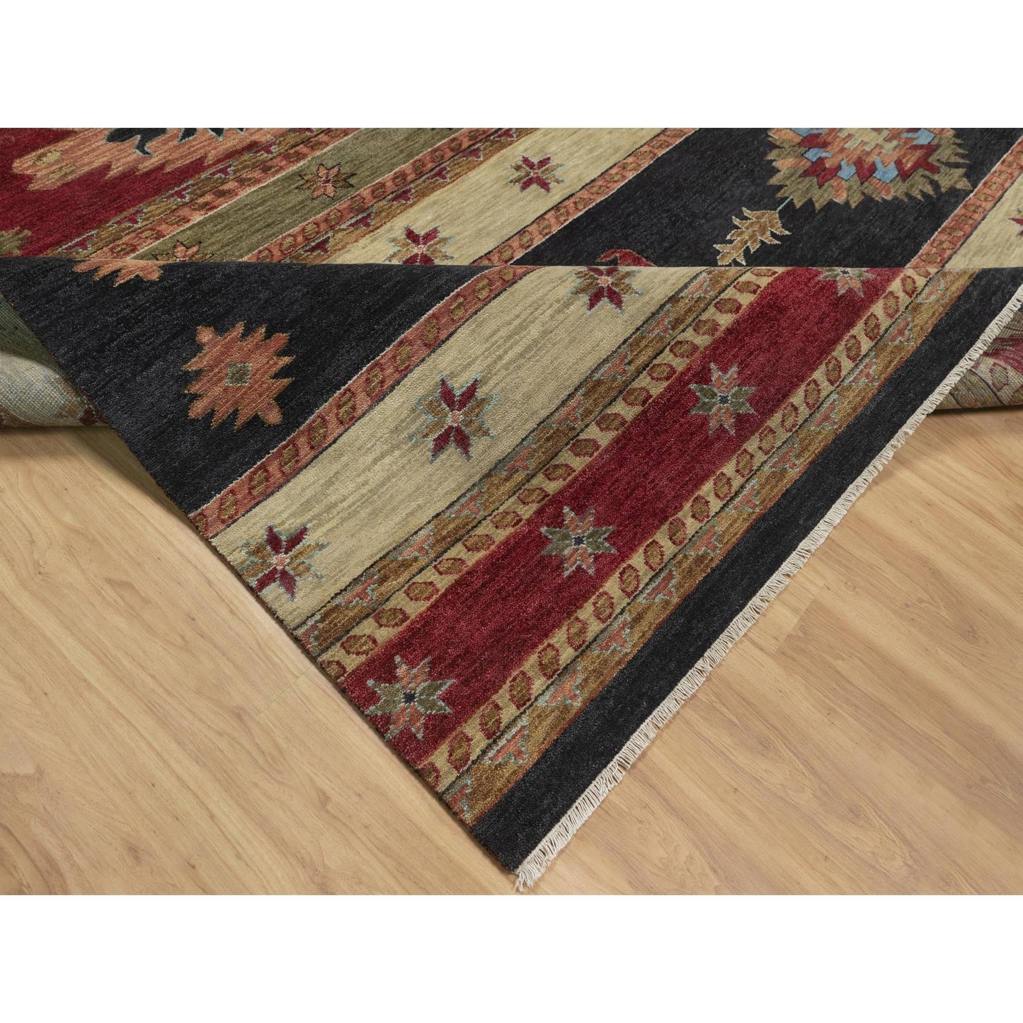 10'X14' Beige Southwestern American Indian Design Hand Knotted Wool Rug