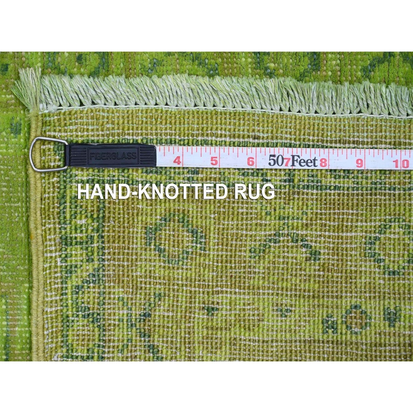 2'1"X5'9" Green Overdyed Kazak Tribal Design Hand Knotted Wool Runner Rug