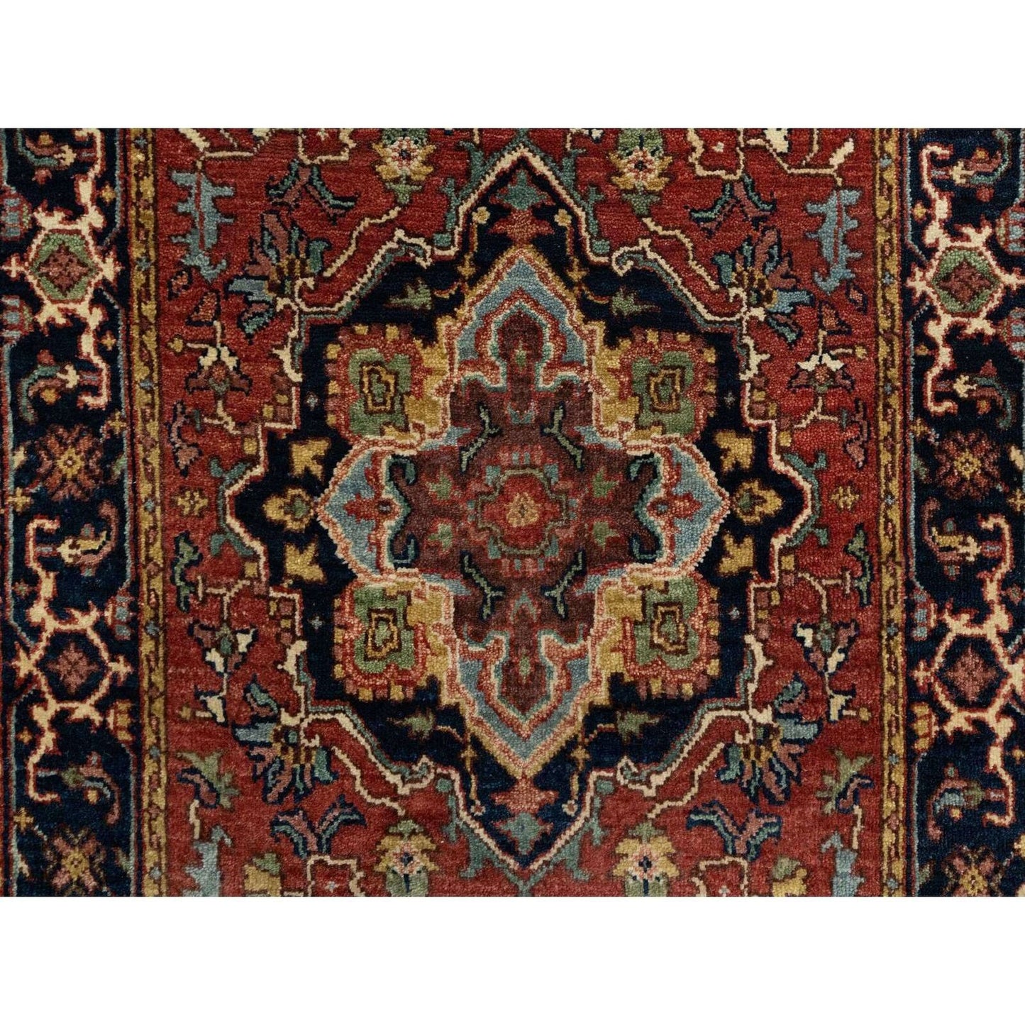 2'7"X28' Red Hand Knotted Antiqued Heri Re-Creation Wool Xl Runner Rug
