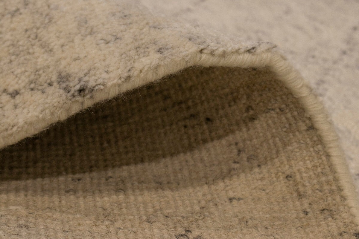Hand-Knotted Beige Geometric Moroccan Rug Plush