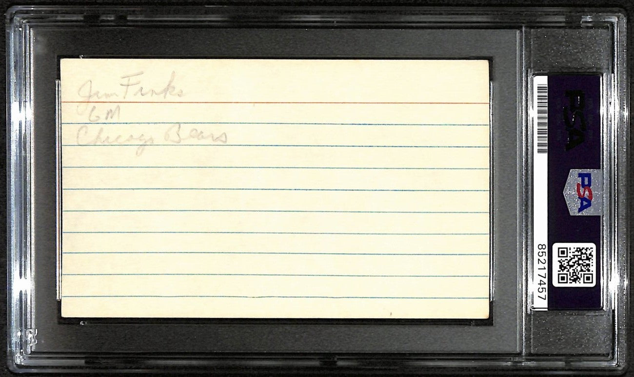 Jim Finks Hof Autographed/Signed 3X5 Index Card