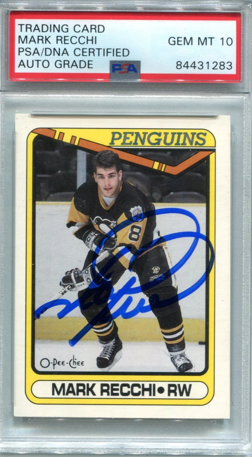 Mark Recchi 1990 O-Pee-Chee #280 Psa Auto Gem Mt