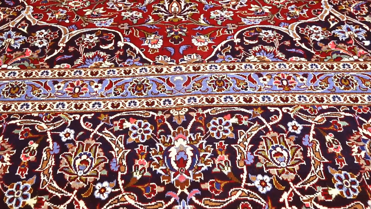 Handmade Vintage Red Oriental Rug 10X13 Ft