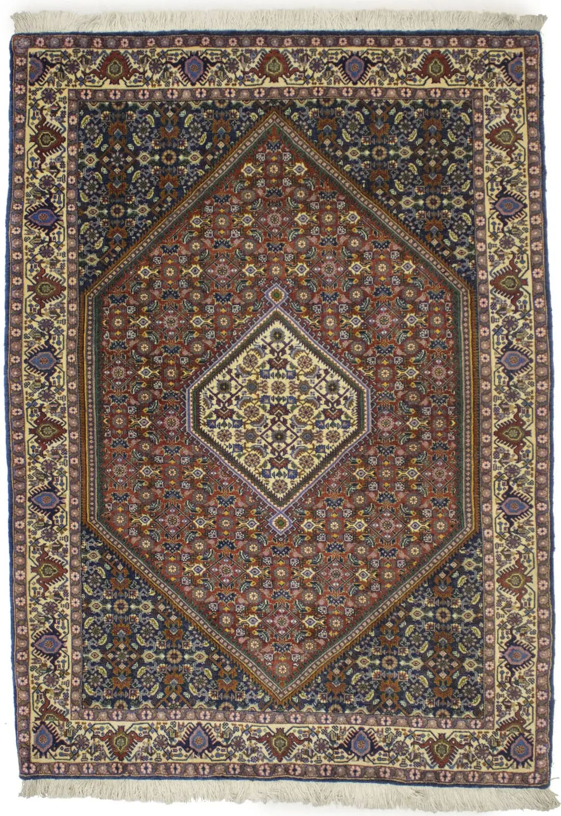 Handmade Oriental Rug Orange-Red Geometric Floral