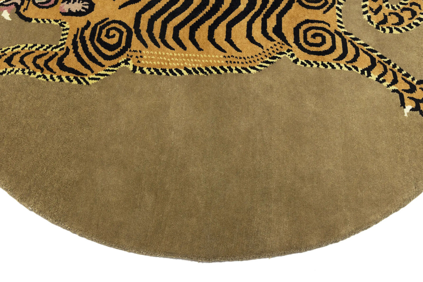 Nepali Round Oriental Rug Tribal Pictorial Style