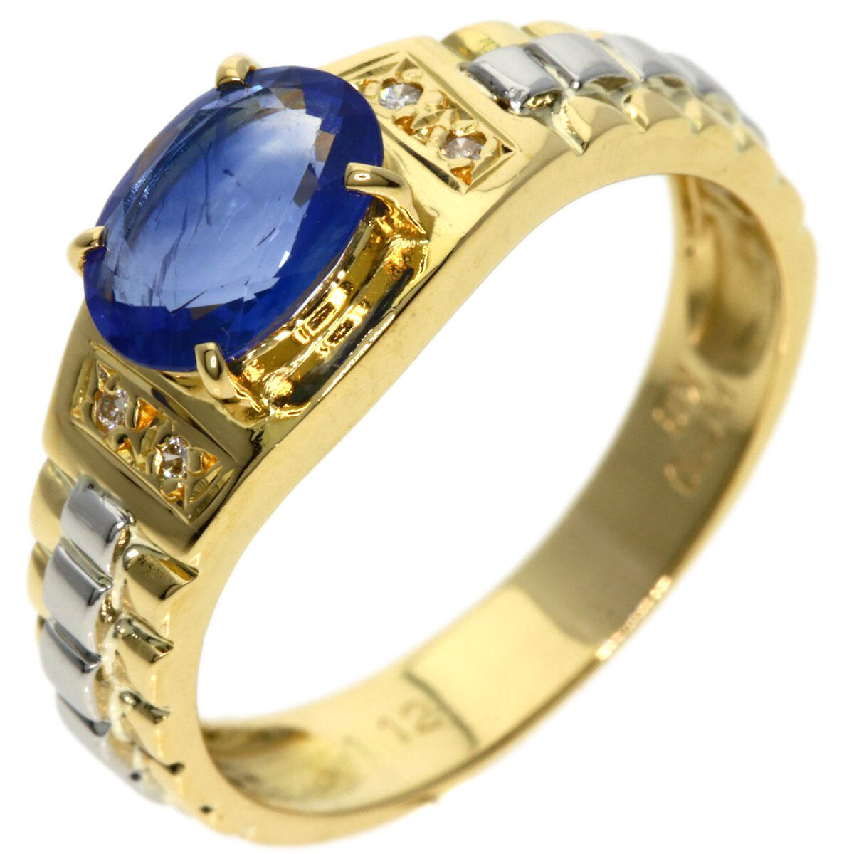 1.12Ct Sapphire Diamond Ring K18 Yellow Gold