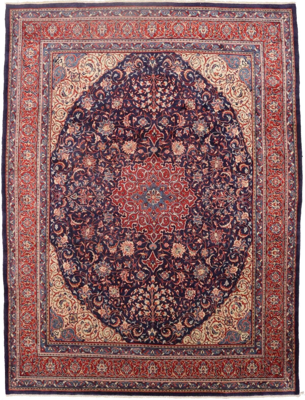 Handmade Vintage Oriental Rug 10X13 Ft Floral