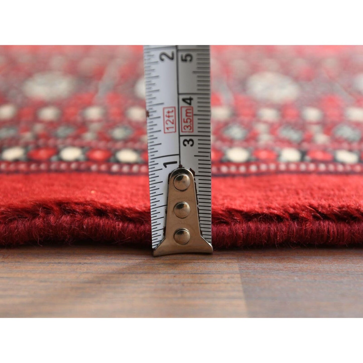 5'1"X7'6" 250 Kpsi Silky Wool Hand Knotted Super Bokara Red Rug