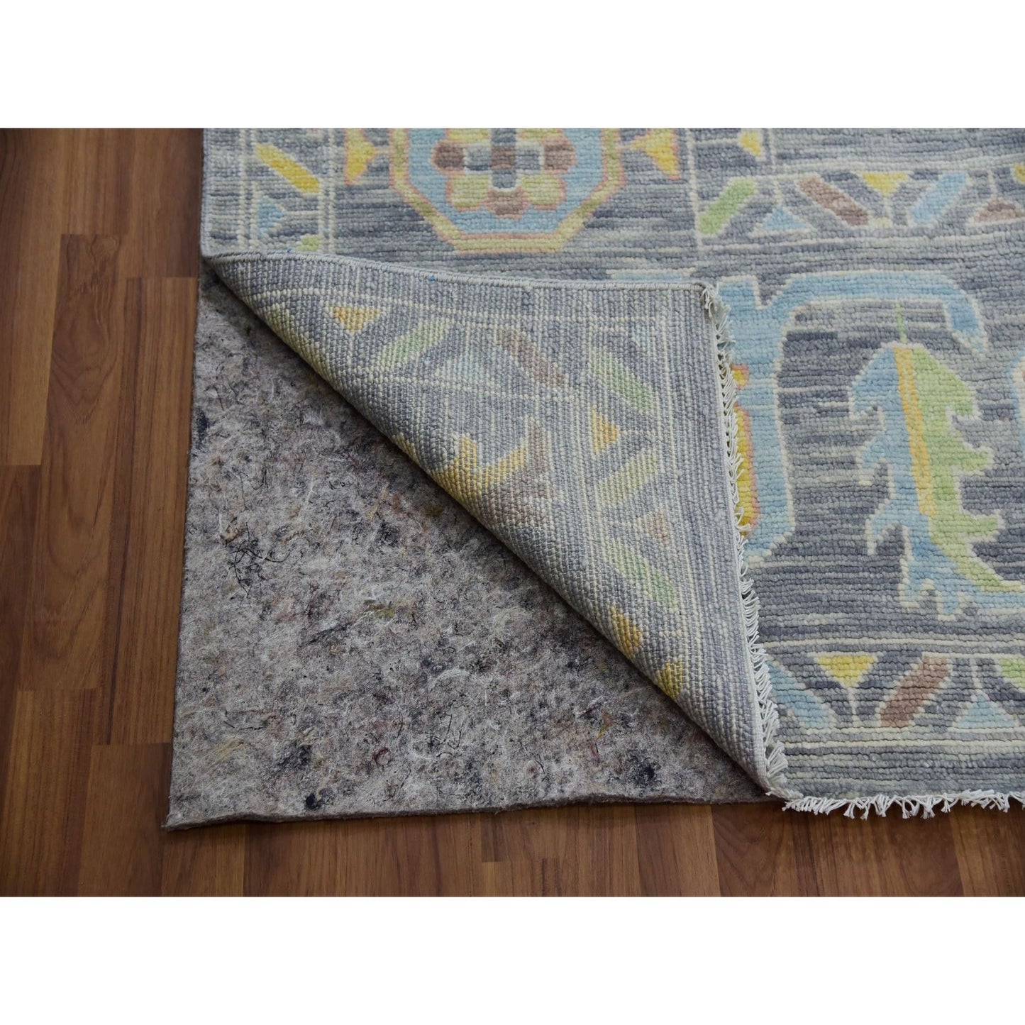 12'2"X18' Gray Hand Knotted Oushak Weave End Design 100% Wool Xl Rug