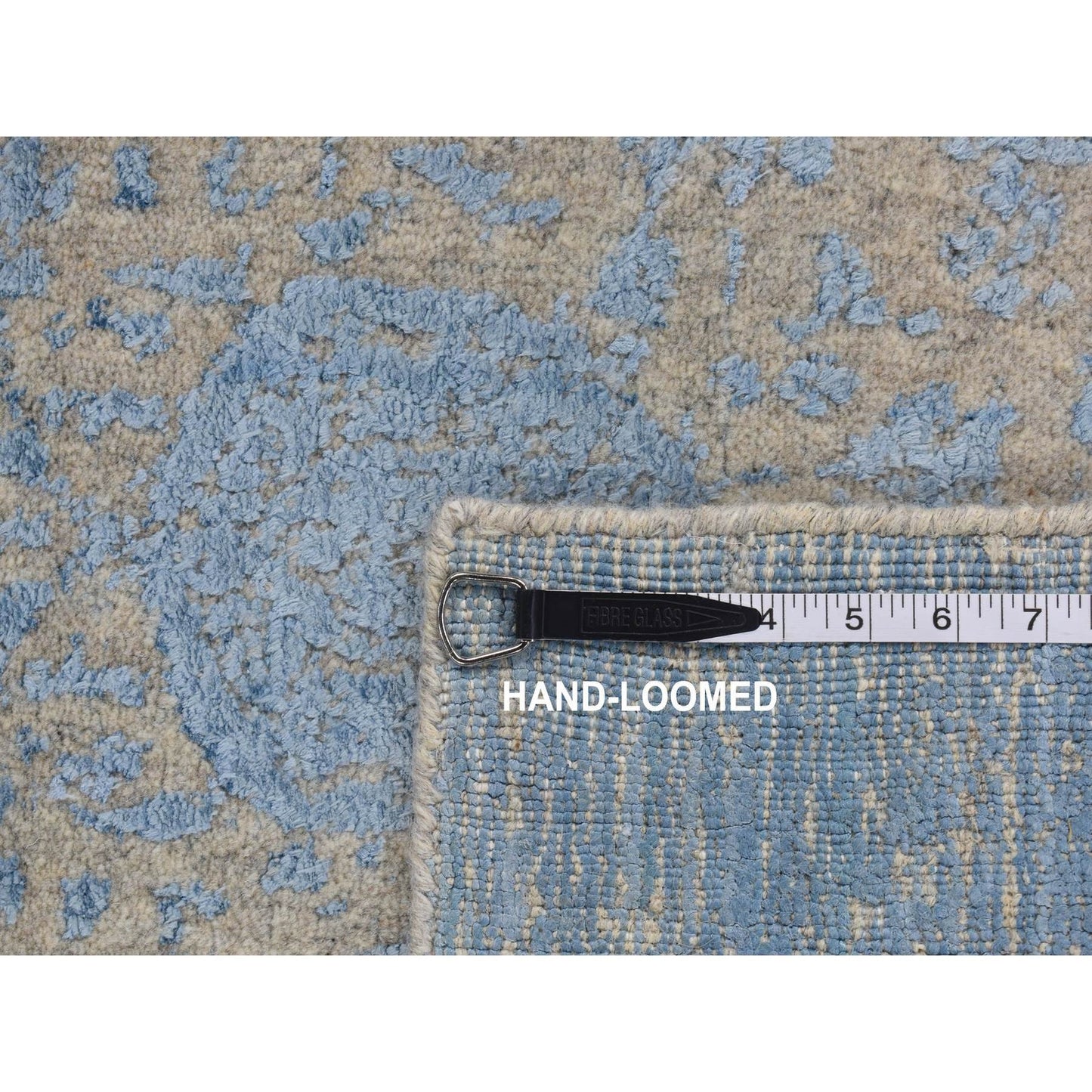 2'5"X10'1" Blue Jacquard Hand Loomed Wool And Silk Pomegranate Runner Rug