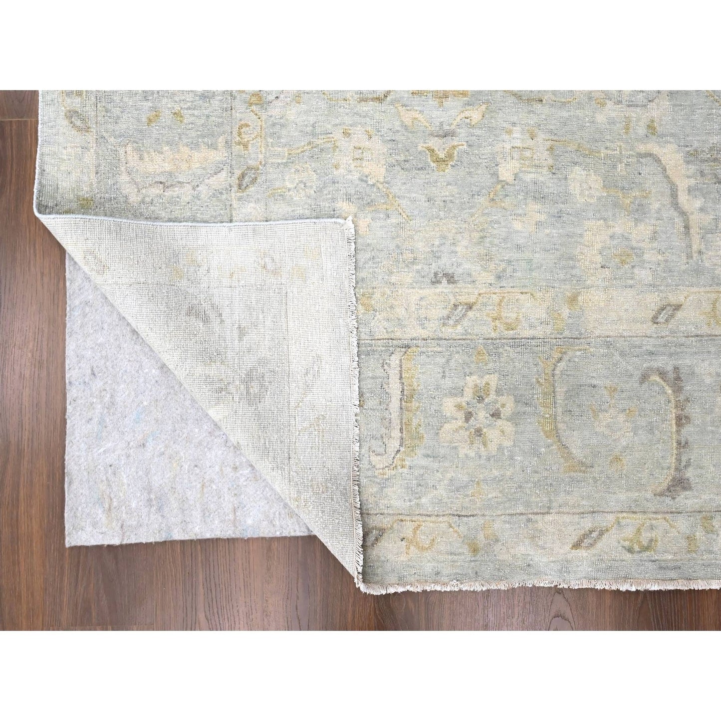 9'X12'2" Gray Antiqued Ziegler Mahal Design Pure Wool Hand Knotted Rug