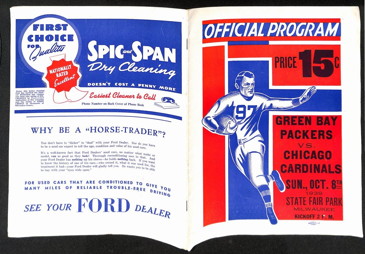 Oct. 8, 1939 Green Bay Packers Vs Chicago