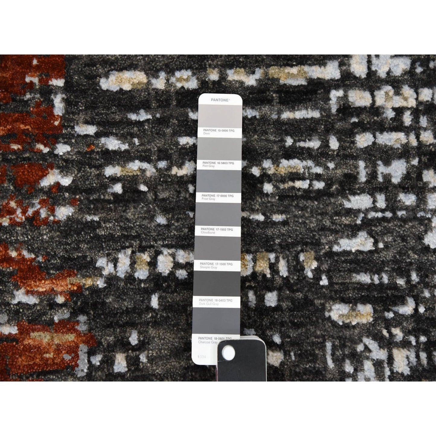 9'X12'4" Jet Black Organic Wool Hand Knotted Abstract Design Rug